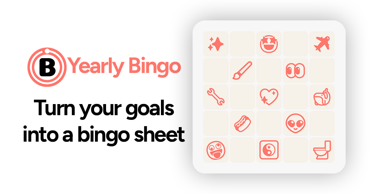 Yearly Bingo - Social app for lining up digestable new year's resolutions and keeping up with friend